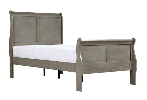 Louis Phillipe Gray Twin Size Panel Sleigh Bed Solid Wood Wooden Bedroom Furniture image