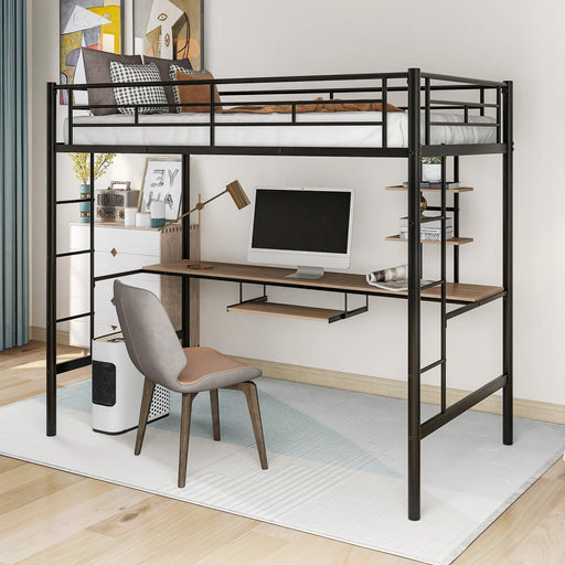 Loft Bed with Desk and Shelf , Space Saving Design,Twin image