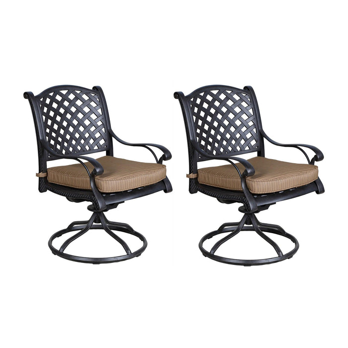 Patio Outdoor Dining Swivel Rocker Chairs With Cushion, Set of 2, Dupione Brown image