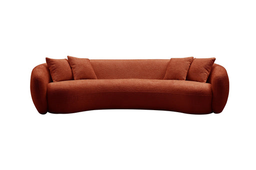 102'' 5-Seater Boucle SofaModern Sectional Half Moon Leisure Couch Curved Sofa Teddy Fleece Orange image