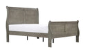 Louis Phillipe Gray Queen Size Panel Sleigh Bed Solid Wood Wooden Bedroom Furniture image