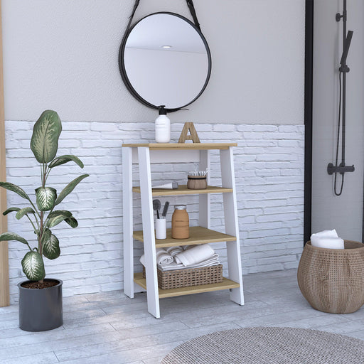 Nashua 4-Shelf Linen Cabinet Light Oak and White image
