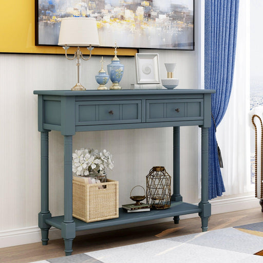Daisy Series Console Table Traditional Design with Two Drawers and Bottom Shelf (Navy) image