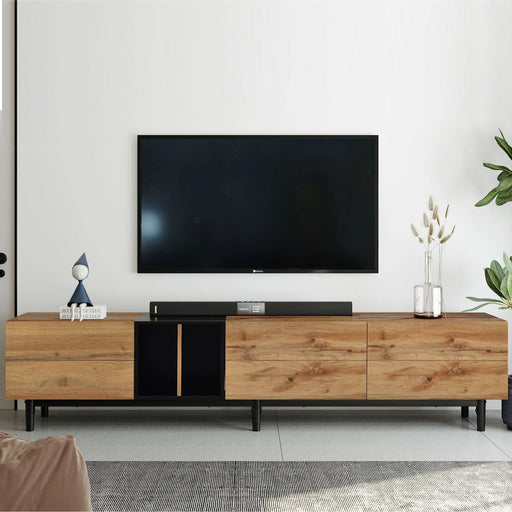Modern TV Stand for 80’’ TV with 3 Doors, Media Console Table, Entertainment Center with LargeStorage Cabinet for Living Room, Bedroom image