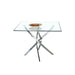 Contemporary Square Clear Dining Tempered Glass Table with Silver Finish Stainless Steel Legs image