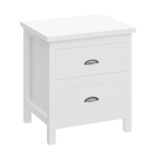 Versatile White 2-Drawers Nightstand, Bedside Table, End Table for Living Room Bedroom, Assembled with Sturdy Solid Wood image