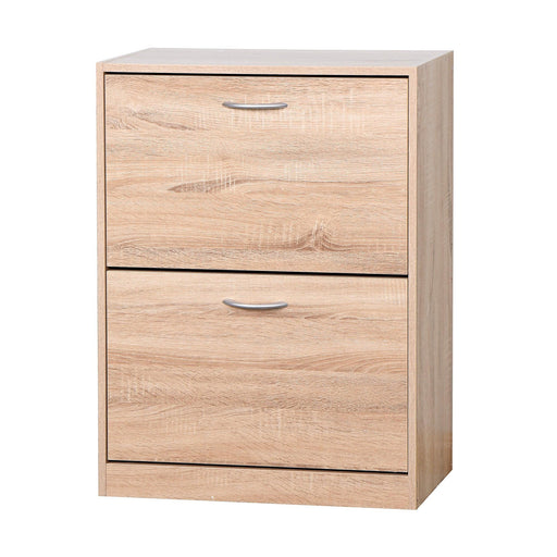 WoodenShoe Cabinet for Entryway, WhiteShoeStorage Cabinet with 2 Flip Doors 20.94x9.45x43.11 inch image