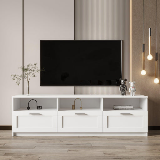 WhiteModern minimalist TV cabinet 80 inch TV stand, open locker Living Room Bedroom image