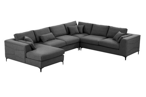Large Sectional Sofa,145"(L)x117"(W) Classic Look with Tufted Pattern on Outer Armrest and Back, Dark Grey image