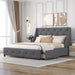 Upholstered Platform Bed with Wingback Tufted Headboard and 4 Drawers, No Box Spring Needed, Linen Fabric, Queen Size Gray image