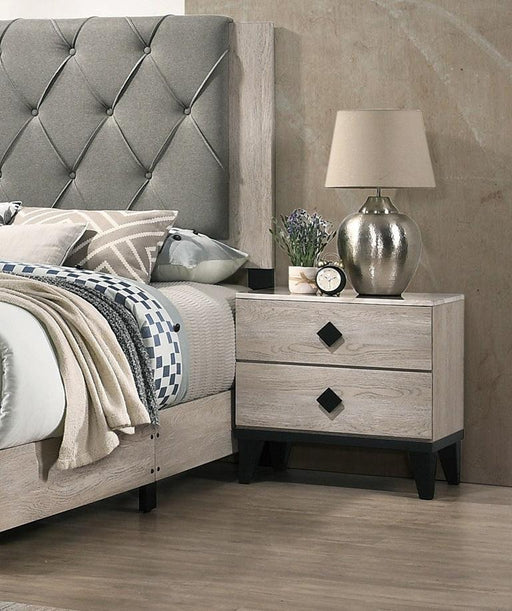 Bedroom Furniture Contemporary Look Cream Color Nightstand Drawers Bed Side Table plywood image