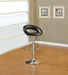 Black Faux Leather Stool Adjustable Height Chairs Set of 2 Chair Swivel Design Chrome Base PVC Dining Furniture image
