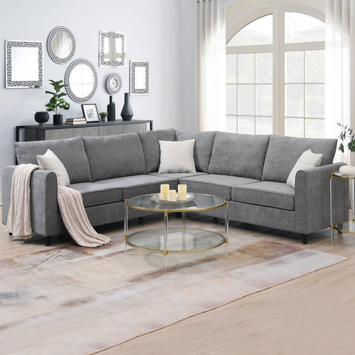 91*91"Modern Upholstered Living Room Sectional Sofa, L Shape Furniture Couch with 3 Pillows image