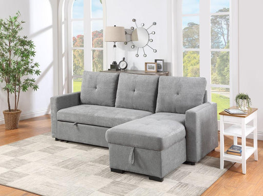 Serenity Gray Fabric Reversible Sleeper Sectional Sofa withStorage Chaise image