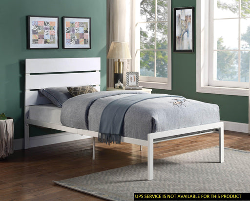 White Metal Frame Twin Size Bed 1pc Casual Style Bedroom Furniture image