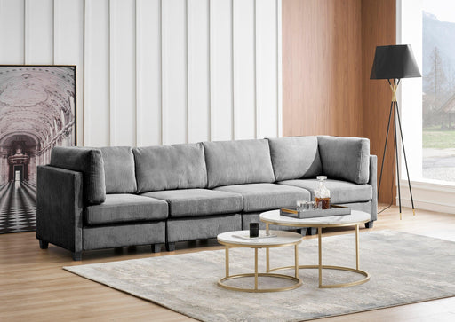 Modern Dark Gray Convertible L Shape Sofa Corduroy Fabric Comfortable Multi-person Combination Living Room Sofa Furniture image