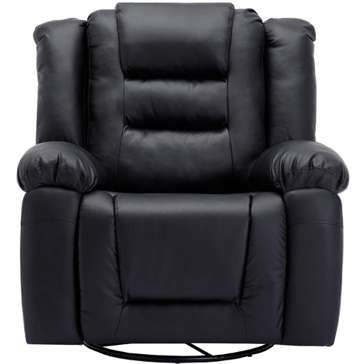 360° Swivel Rocker Recliner,Home Theater Seating Manual Recliner, PU Leather Reclining Chair for Living Room,Black image