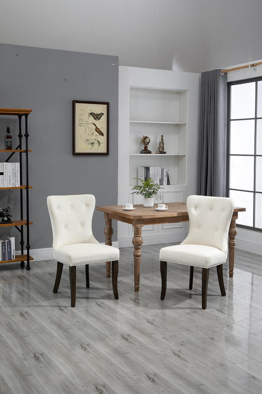 Dining Chair Tufted Armless Chair Upholstered Accent Chair,Set of 2 (Cream) image