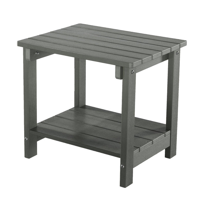 Key West Weather Resistant Outdoor Indoor Plastic Wood End Table, Patio Rectangular Side table, Small table for Deck, Backyards, Lawns, Poolside, and Beaches, Grey image