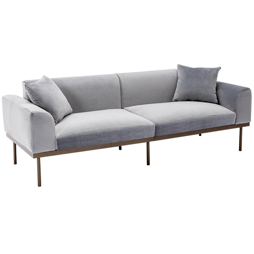 Modern Velvet Sofa with Metal Legs,Loveseat Sofa Couch with Two Pillows for Living Room and Bedroom,Grey image