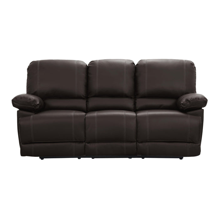 Dark Brown Double Reclining 1pc Sofa with Center Drop-Down Cup Holder Comfortable Plush Seating Solid Wood Plywood Furniture image