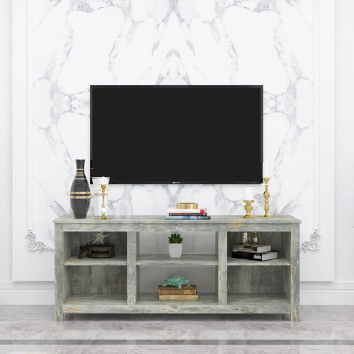 Living room TV stand furniture with 4Storage compartments and 1 shelf cabinet, high-quality particle board image