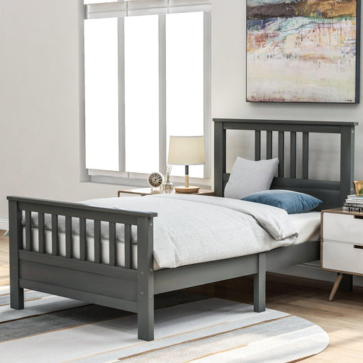 Wood Platform Bed with Headboard and Footboard, Twin (Gray) image