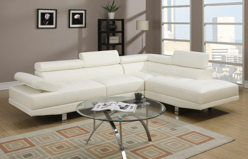 White Color Sectional Living Room Furniture Faux Leather Adjustable Headrest Right Facing Chaise & Left Facing Sofa image