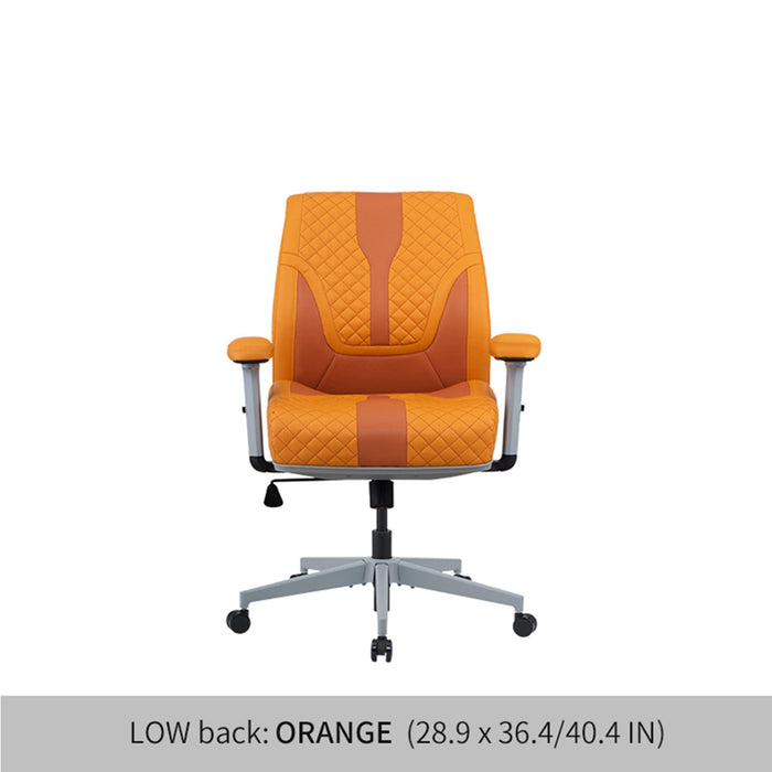 Office Desk Chair, Air Cushion Low Back Ergonomic Managerial Executive Chairs, Headrest and Lumbar Support Desk Chairs with Wheels and Armrest, Orange/Dark Orange image