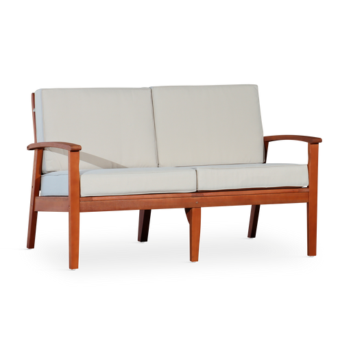 Eucalyptus Loveseat with Cushions, Natural Oil Finish, Sand Cushions image