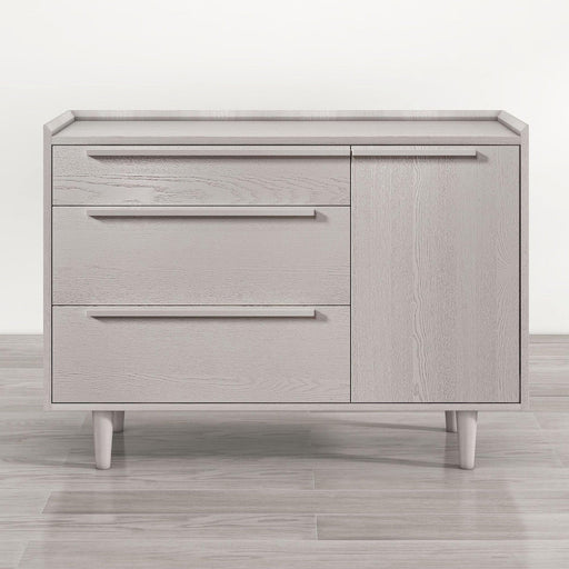 Modern Style Manufactured Wood 3-Drawer Dresser with Solid Wood Legs, Stone Gray image