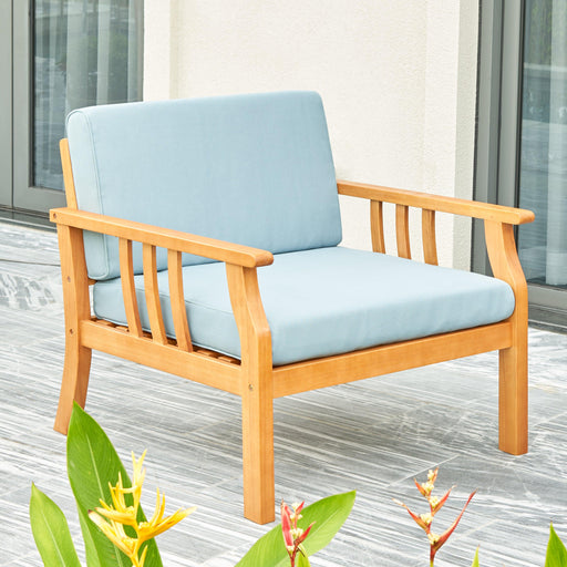 Kapalua Honey Nautical Curve Eucalyptus Wooden Outdoor Sofa Chair with Cushion image