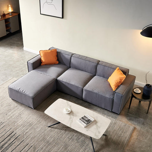 Modular Sofa L Shape with Convertible Ottoman Chaise(Grey) image