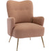 Cozy Teddy Fabric Arm Chair with Sloped High Back and Contemporary Metal Legs ,Espresso image