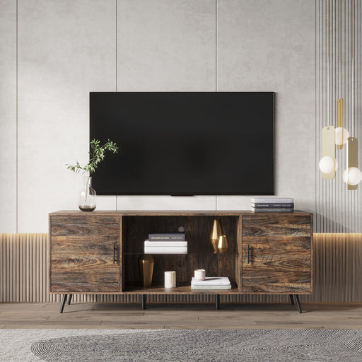 TV Stand Mid-Century WoodModern Entertainment Center AdjustableStorage Cabinet TV Console for Living Room image