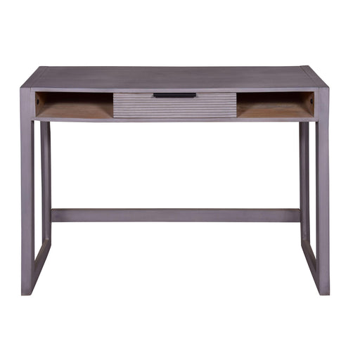 44 Inch Minimalist Single Drawer, MaWood, Entryway Console Table Desk, Textured Groove Lines, Gray image