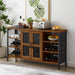Industrial Wine Bar Cabinet, LiquorStorage Credenza, Sideboard with Wine Racks & Stemware Holder (Hazelnut Brown, 55.12''w x 13.78''d x 30.31' ' h) image