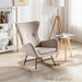 Velvet Fabric Padded Seat Rocking Chair With High Backrest And Armrests image