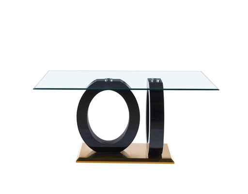 Contemporary Design Tempered Glass Dining Table with Black MDF Middle Support and Stainless Steel Base image