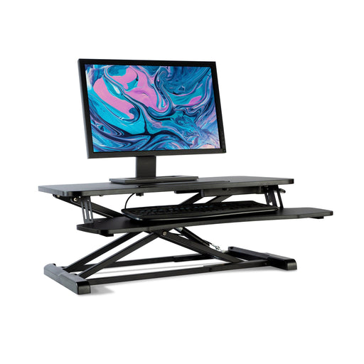 Atlantic Height Adjustable Large Standing Desk Converter, Black - Gas Spring, Desktop Riser image