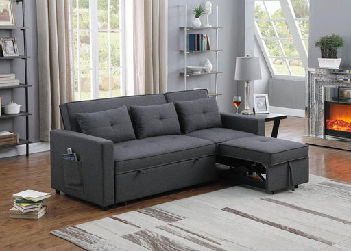 Zoey Dark Gray Linen Convertible Sleeper Sofa with Side Pocket image