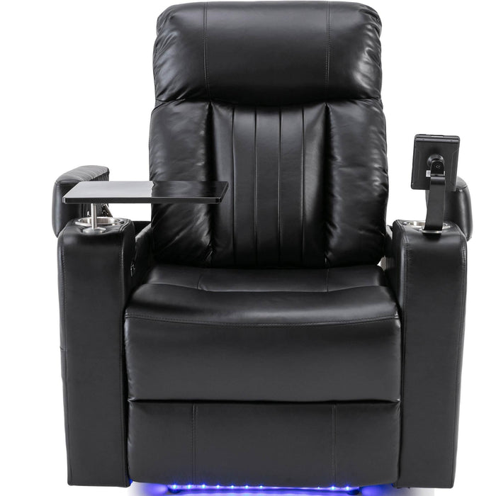 Premium Power Recliner withStorage Arms, Cupholders, Swivel Tray Table and Cell Phone Stand,Black image
