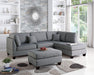 Grey Color 3pcs Sectional Living Room Furniture Reversible Chaise Sofa And Ottoman Polyfiber Linen Like Fabric Cushion Couch image
