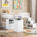 Twin Size Loft Bed with Multifunctional Movable Built-in Desk and and Staircase,White image