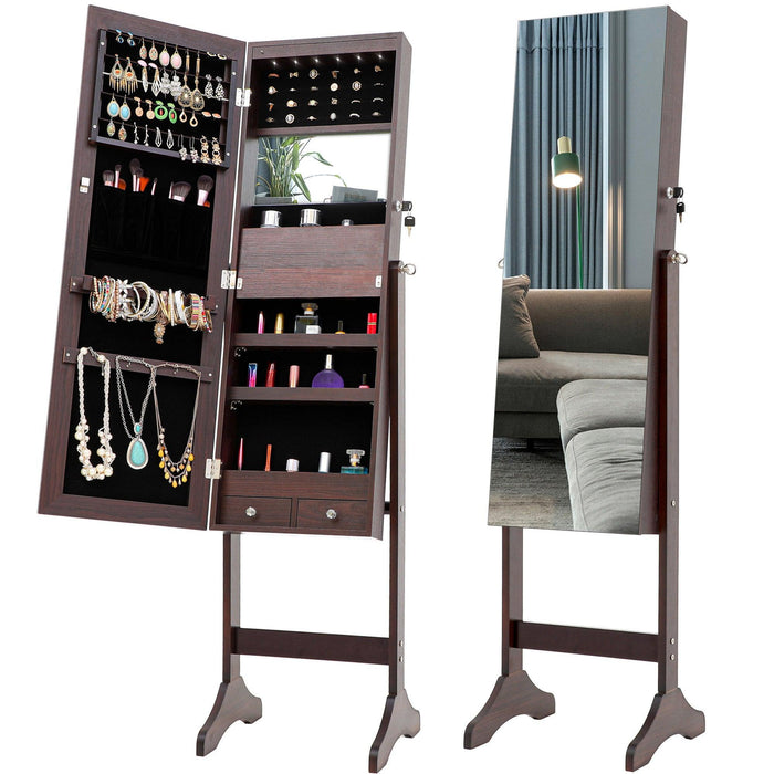 Fashion Simple JewelryStorage Mirror Cabinet With LED Lights,For Living Room Or Bedroom image