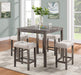 Lucian Brown 5 Piece Counter Height 36" Pub Table Set with Tufted Creamy White Linen Stools image