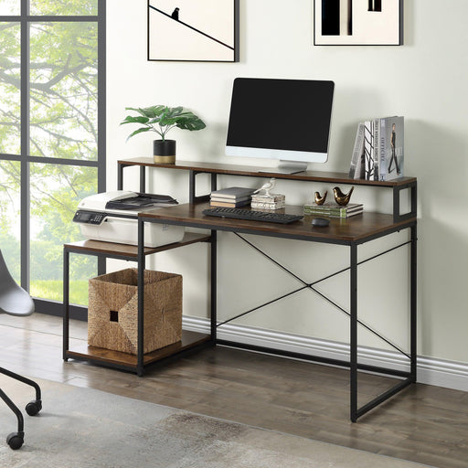 Home Office Computer Desk withStorage Shelves and Monitor Stand Riser Shelf Study Writing Desk Computer Table image