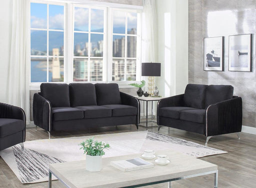 Hathaway Black Velvet Fabric Sofa Loveseat Living Room Set image