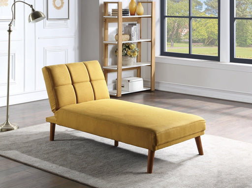 Mustard Polyfiber Adjustable Chaise Bed Living Room Solid wood Legs Tufted Comfort Couch image