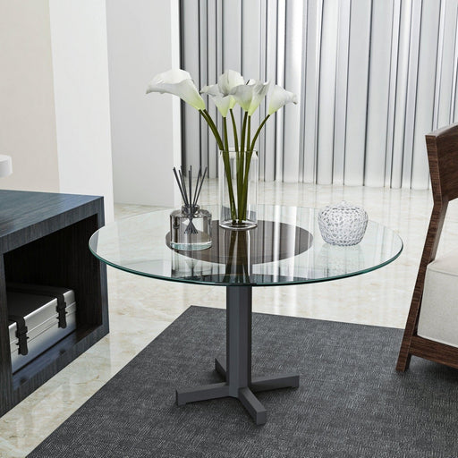 24" Inch Round Tempered Glass Table Top Clear Glass 1/4" Inch Thick Round Polished Edge image